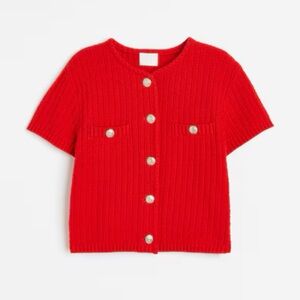 Structured knit short sleeve cardigan -XL